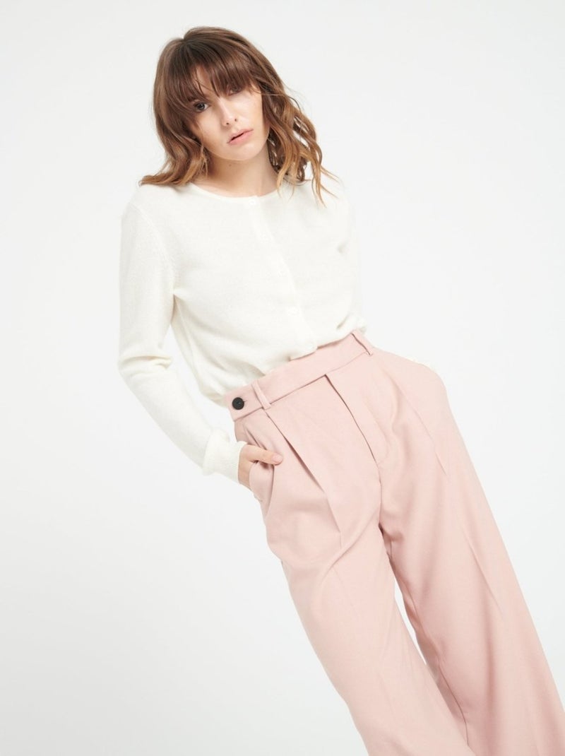 Cardigan col rond femme 100% cachemire - lilly 4a Blanc Ecru - Kiabi