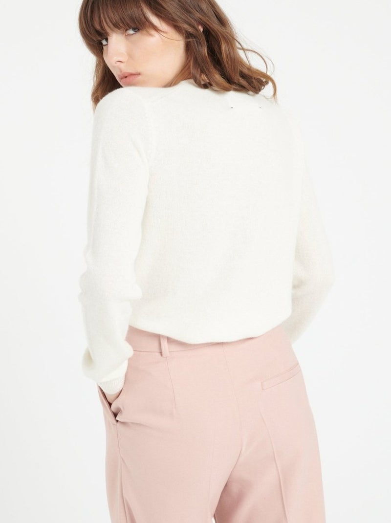 Cardigan col rond femme 100% cachemire - lilly 4a Blanc Ecru - Kiabi