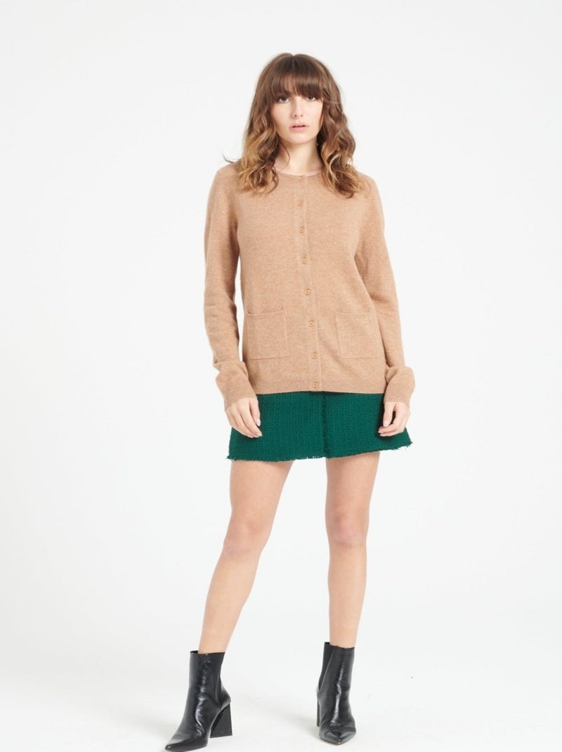 Cardigan col rond femme 100% cachemire - LILLY 4A Camel - Kiabi