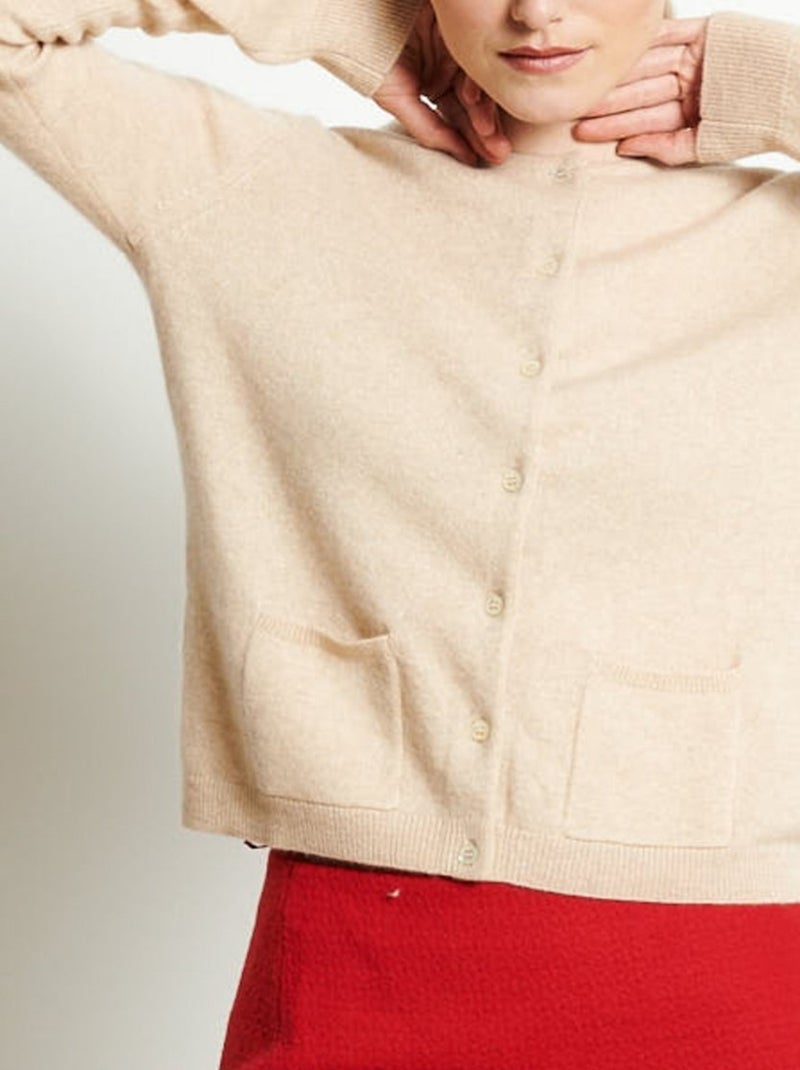Cardigan col rond femme 100% cachemire - lilly 4b Beige - Kiabi