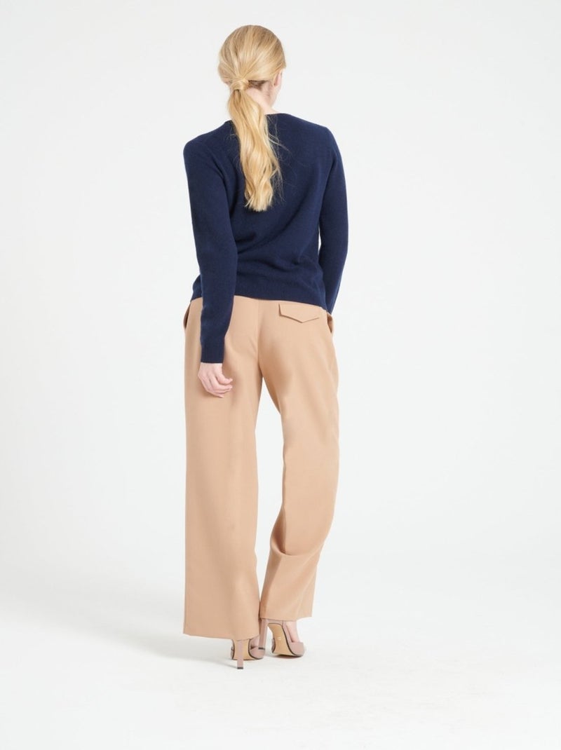 Cardigan col rond femme 100% cachemire - lilly 4b Bleu marine - Kiabi