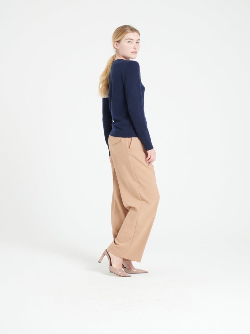 Cardigan col rond femme 100% cachemire - lilly 4b Bleu marine - Kiabi