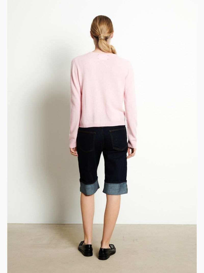 Cardigan col rond femme 100% cachemire - LILLY 4B Rose clair - Kiabi