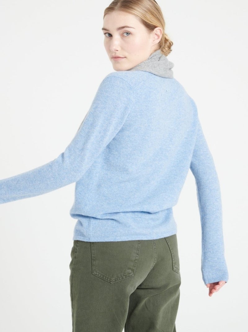 Cardigan col V femme 100% cachemire - LILLY 7A Bleu ciel - Kiabi