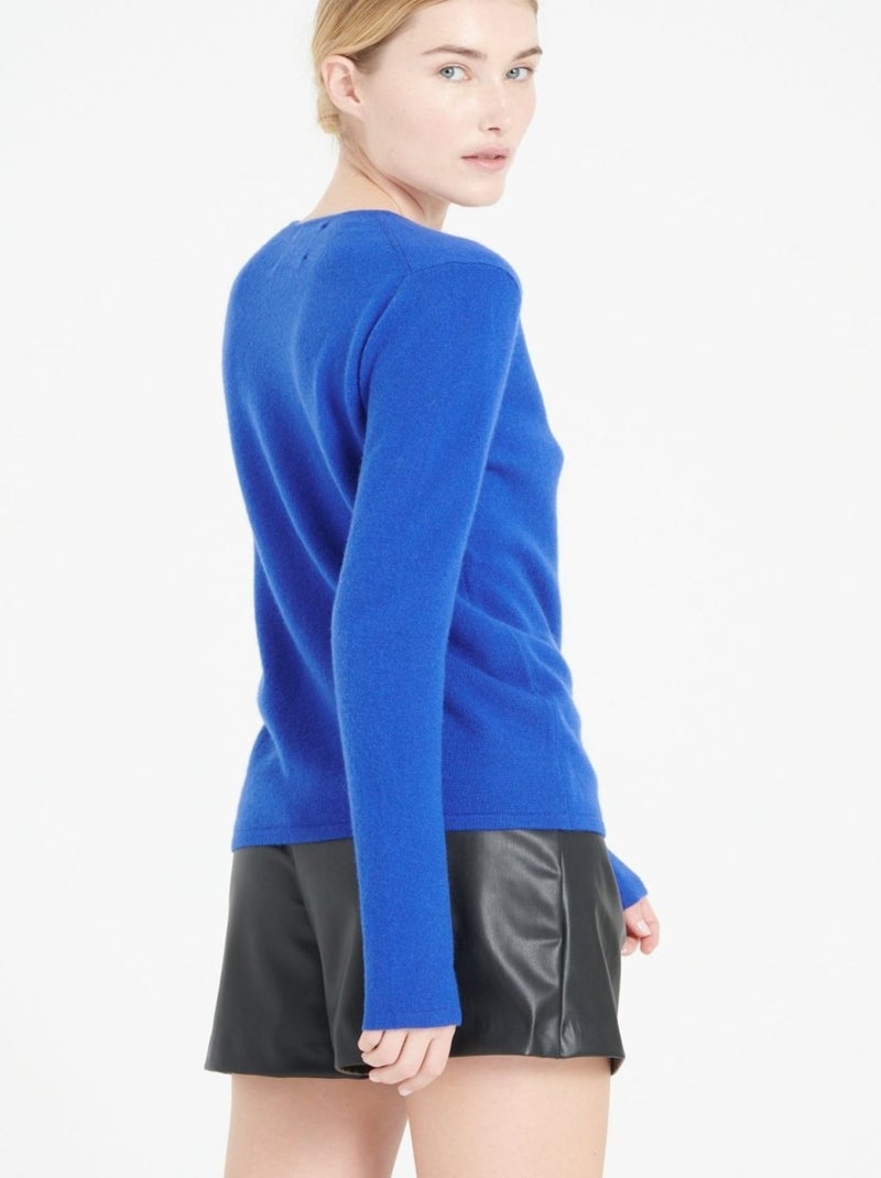 Cardigan col V femme 100% cachemire - LILLY 7A Bleu roi - Kiabi