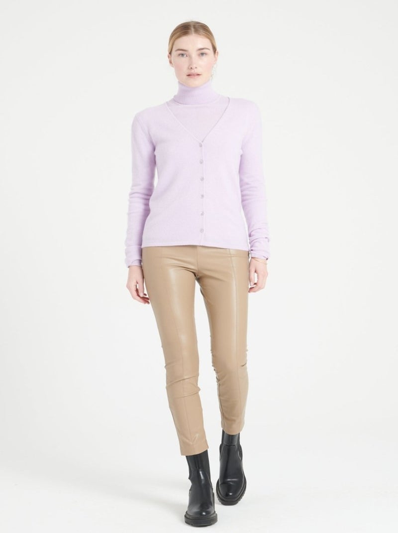 Cardigan col V femme 100% cachemire - LILLY 7A Mauve lilas - Kiabi