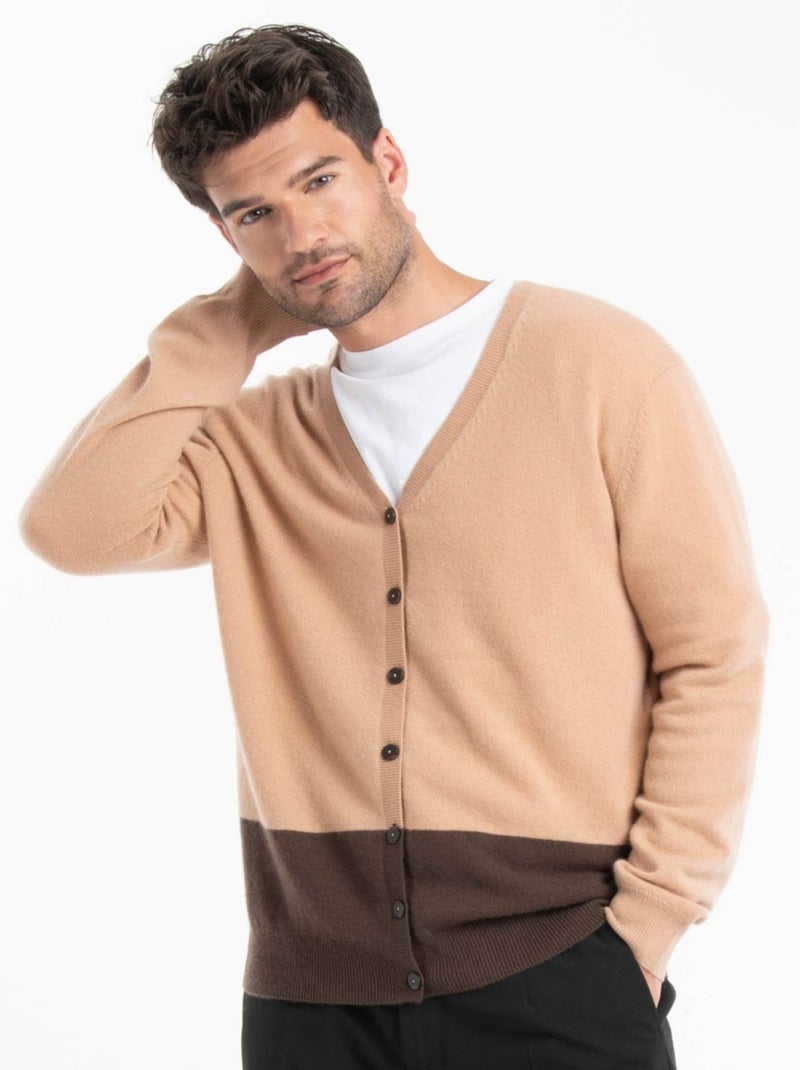 Cardigan col V homme 100% cachemire - GABI 6 Marron - Kiabi