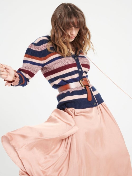 Cardigan col V manches 3/4 femme 100% cachemire 6 fils  - MIA 11 - Kiabi