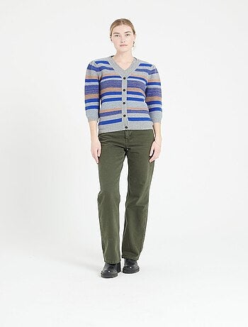 Cardigan col V manches 3/4 femme 100% cachemire 6 fils - MIA 11