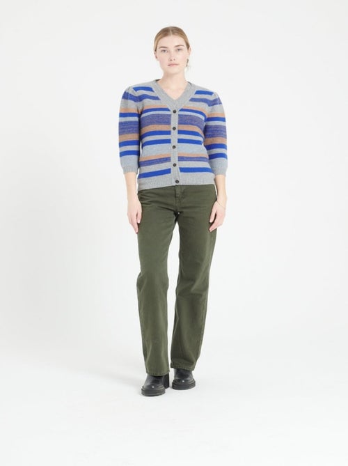 Cardigan col V manches 3/4 femme 100% cachemire 6 fils  - MIA 11 - Kiabi