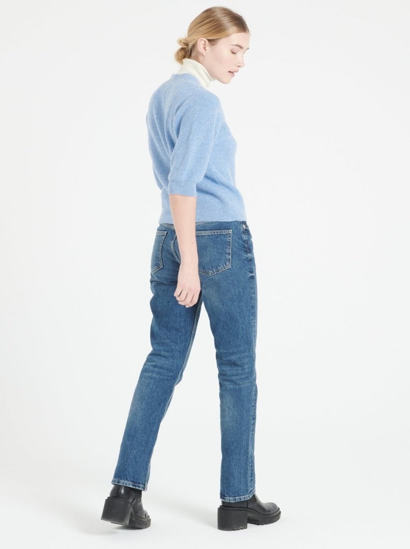 Cardigan col V manches courtes femme 100% cachemire - MIA 13 Bleu ciel - Kiabi