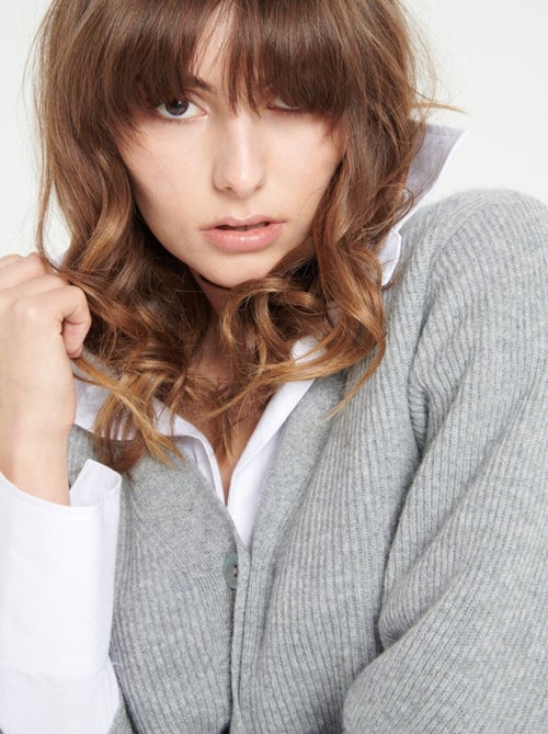 Cardigan col V manches courtes femme 100% cachemire - MIA 13 - Kiabi