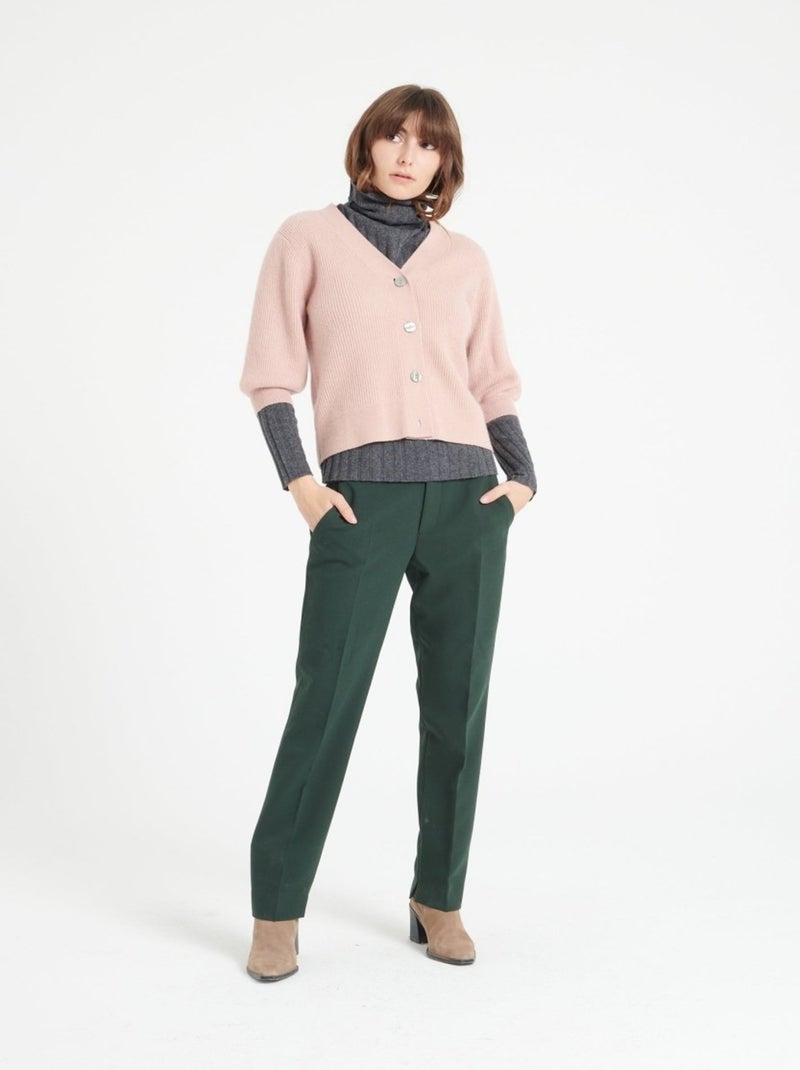 Cardigan col V manches courtes femme 100% cachemire - MIA 13 Rose clair - Kiabi