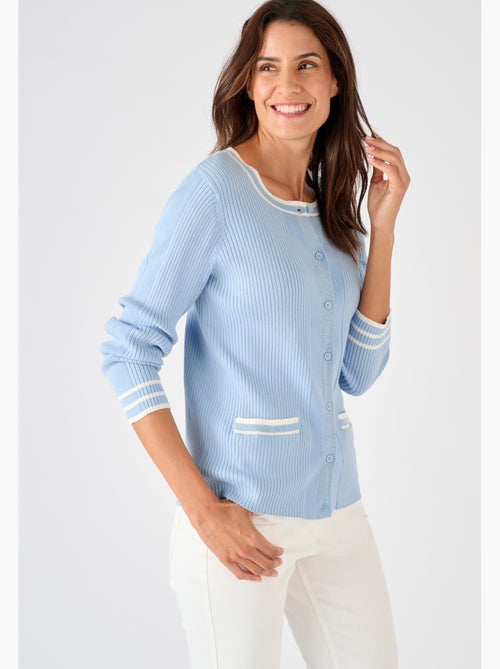 Cardigan côtes plates fantaisie - Damart - Kiabi