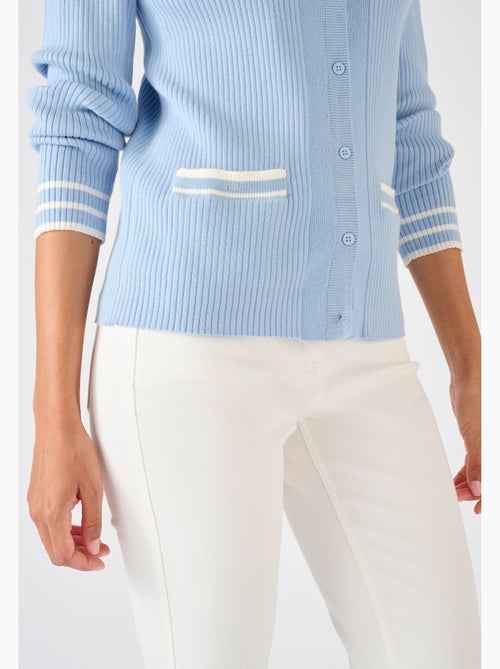Cardigan côtes plates fantaisie - Damart - Kiabi