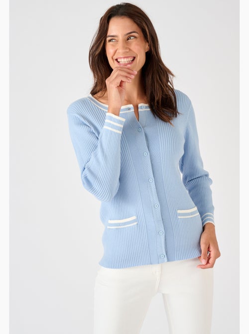 Cardigan côtes plates fantaisie - Damart - Kiabi