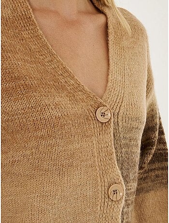 Cardigan coupe décontractée à col en V dégradé