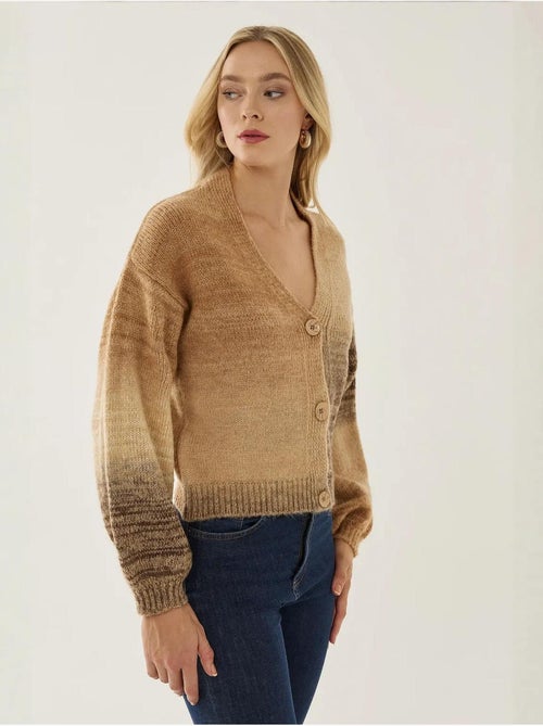 Cardigan coupe décontractée à col en V dégradé - Kiabi Cardigan coupe décontractée à col en V dégradé - Kiabi