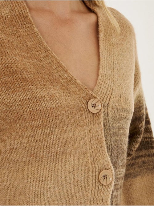 Cardigan coupe décontractée à col en V dégradé - Kiabi Cardigan coupe décontractée à col en V dégradé - Kiabi