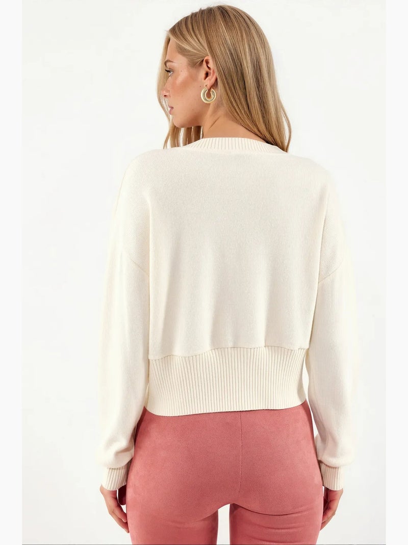 Cardigan court côtelé à boutons busem Crème - Kiabi