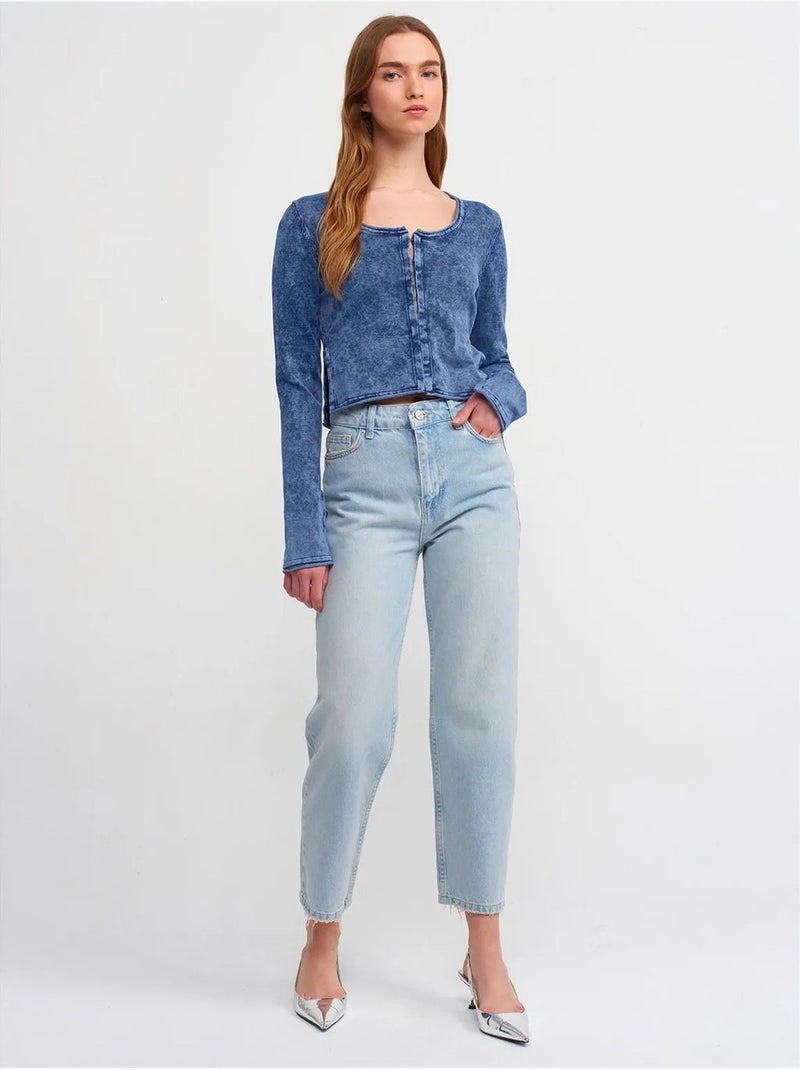 Cardigan court côtelé en coton dilvin Bleu nuit - Kiabi