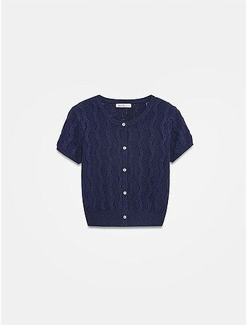 Cardigan court jacquard boutonné femme dilvin