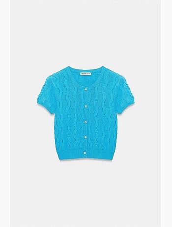 Cardigan court jacquard boutonné femme dilvin
