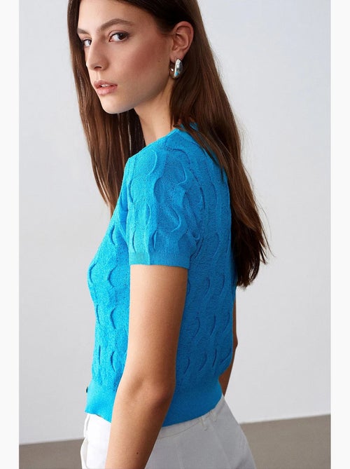 Cardigan court jacquard boutonné femme dilvin - Kiabi Cardigan court jacquard boutonné femme dilvin - Kiabi