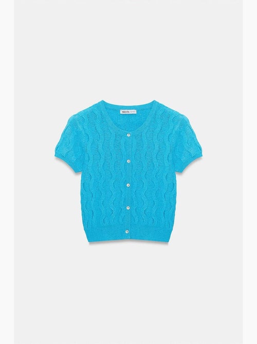 Cardigan court jacquard boutonné femme dilvin - Kiabi Cardigan court jacquard boutonné femme dilvin - Kiabi