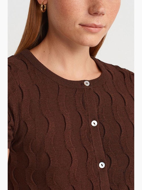Cardigan court jacquard boutonné femme dilvin - Kiabi Cardigan court jacquard boutonné femme dilvin - Kiabi