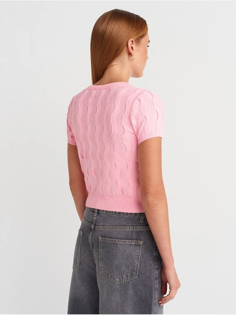 Cardigan court jacquard boutonné femme dilvin Rose clair - Kiabi