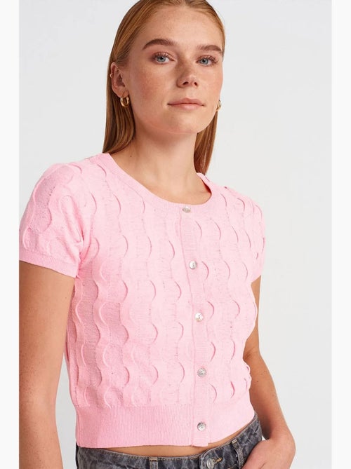 Cardigan court jacquard boutonné femme dilvin - Kiabi Cardigan court jacquard boutonné femme dilvin - Kiabi