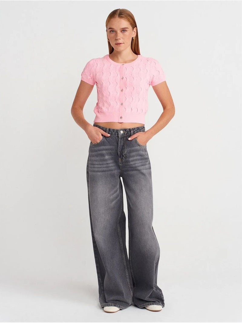Cardigan court jacquard boutonné femme dilvin Rose clair - Kiabi