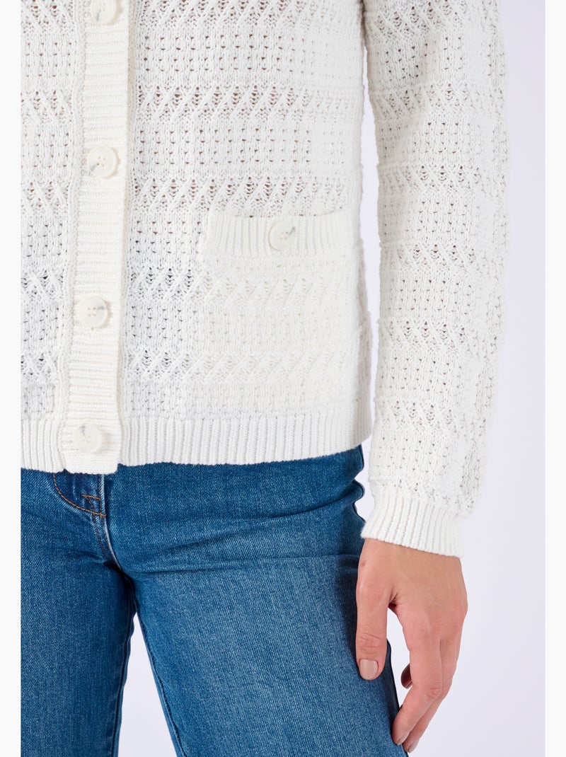 Cardigan court jeu de maille - Damart Blanc - Kiabi
