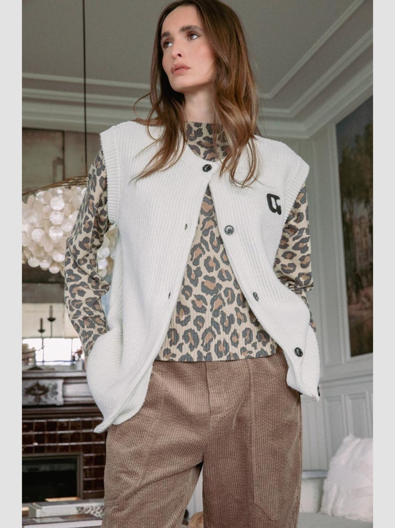 Cardigan DAVID 'Le Temps Des Cerises' Blanc - Kiabi