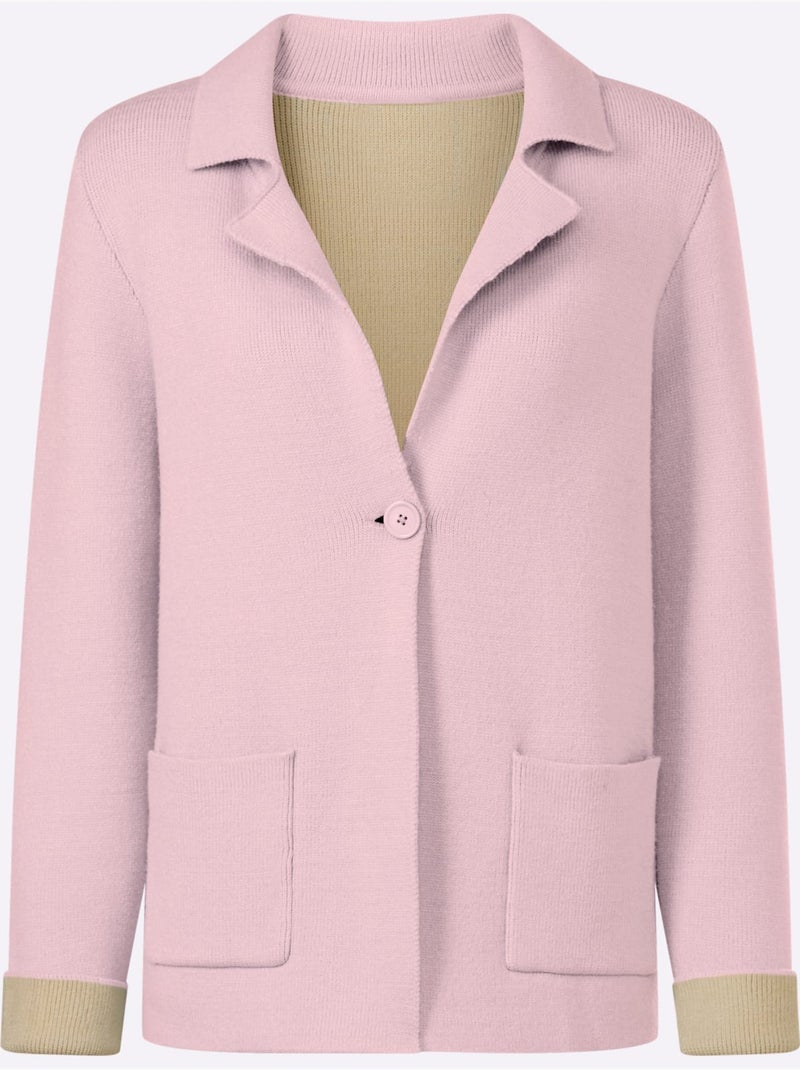 Cardigan Deux Coloris Tendance - Taille Standard - Helline Rose clair - Kiabi