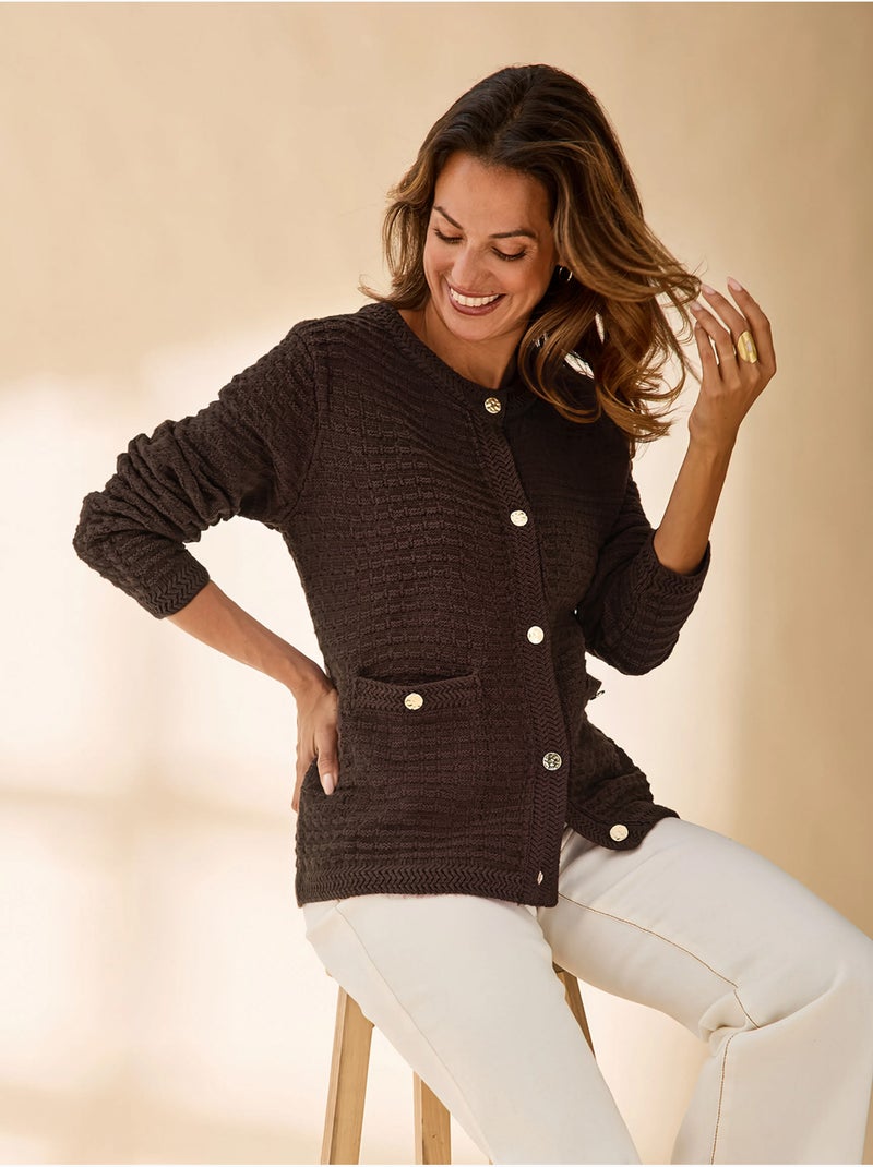 Cardigan élégant femme - daxon Marron chocolat - Kiabi