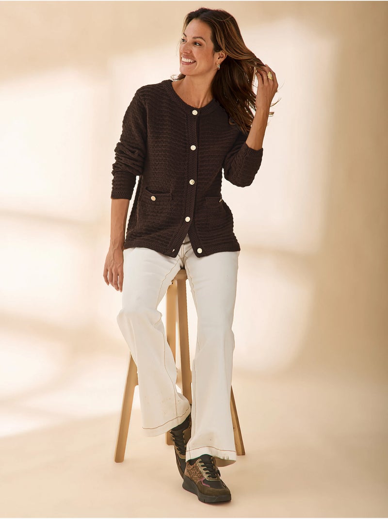 Cardigan élégant femme - daxon Marron chocolat - Kiabi