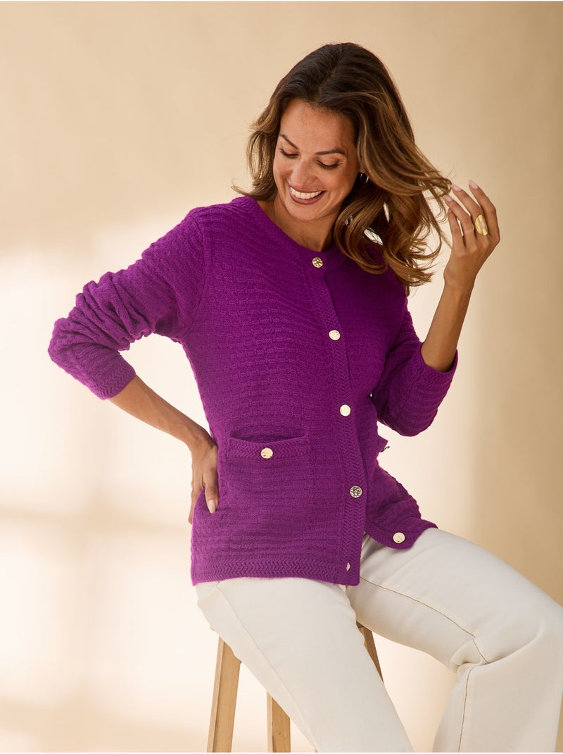 Cardigan élégant femme - daxon Violet foncé - Kiabi