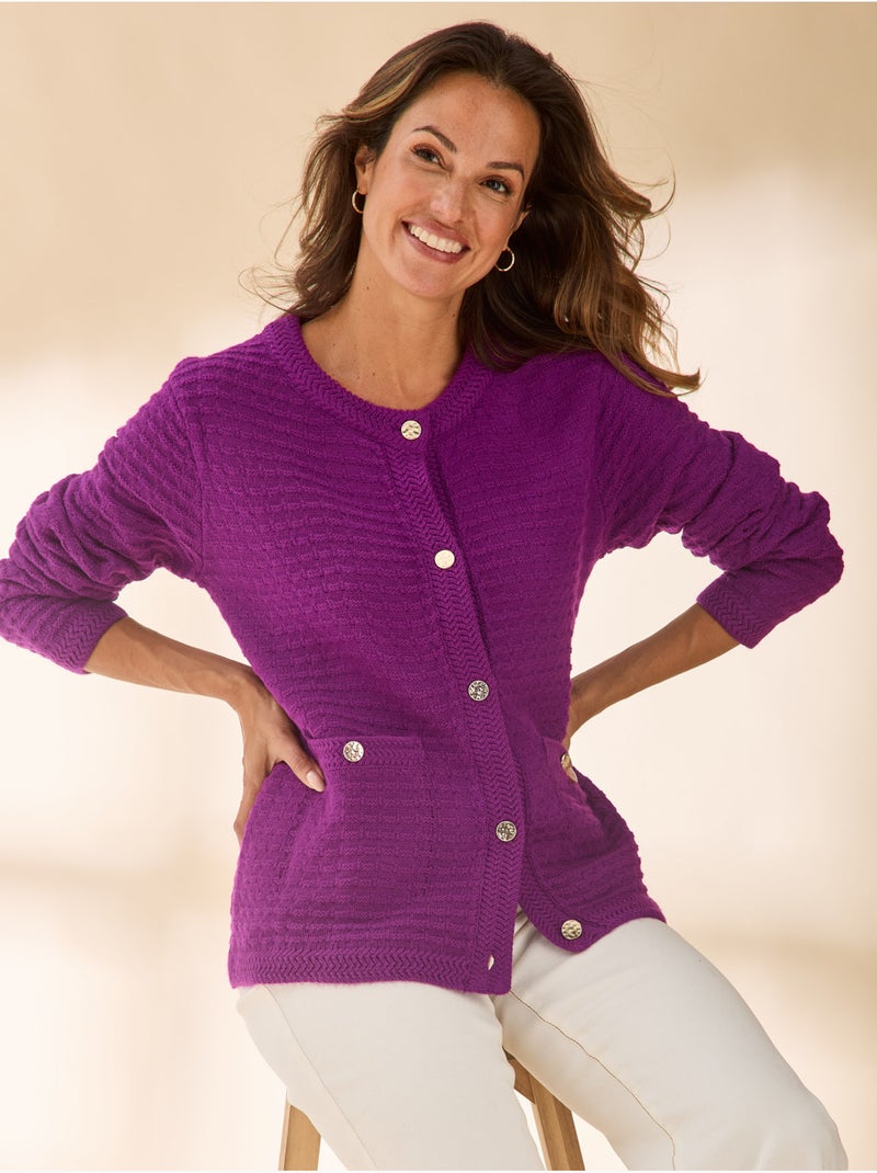Cardigan élégant femme - daxon Violet foncé - Kiabi
