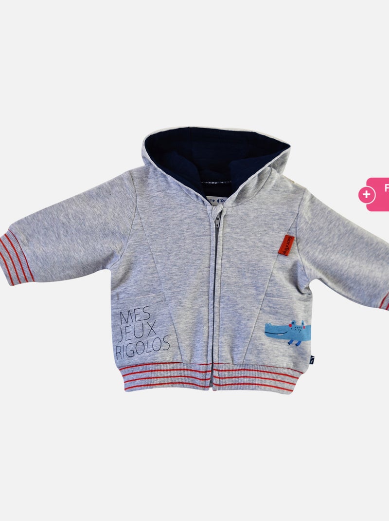 CARDIGAN EMERIC MOLLETON Gris - Kiabi