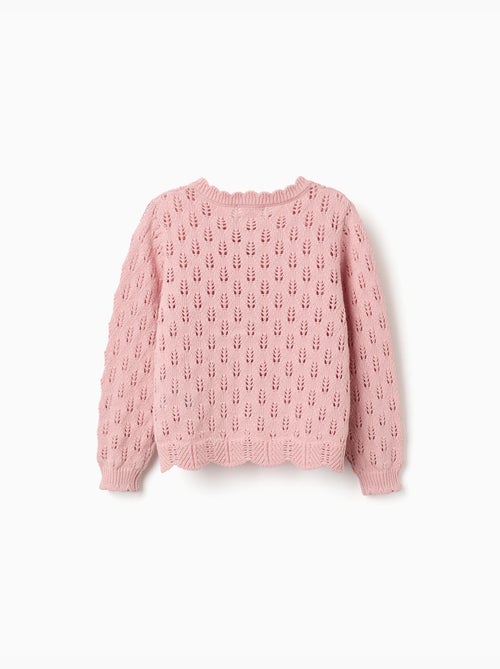 Cardigan en coton ajouré avec bords festonnés - Kiabi