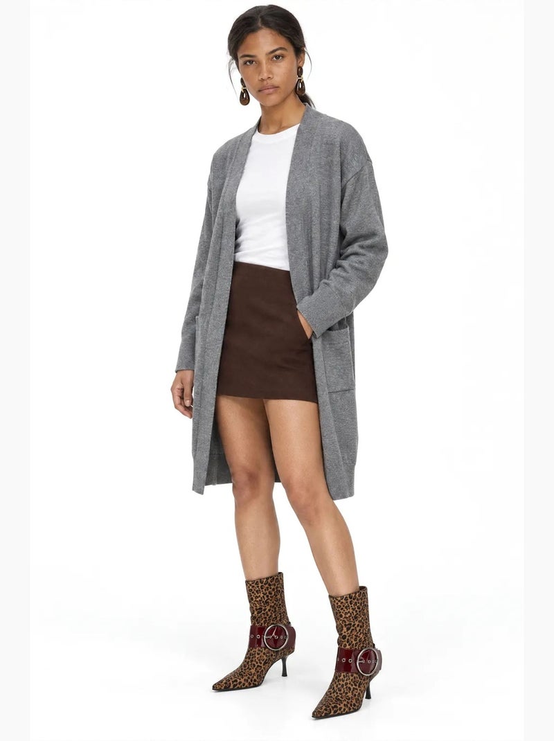 Cardigan en coton mixray Gris - Kiabi