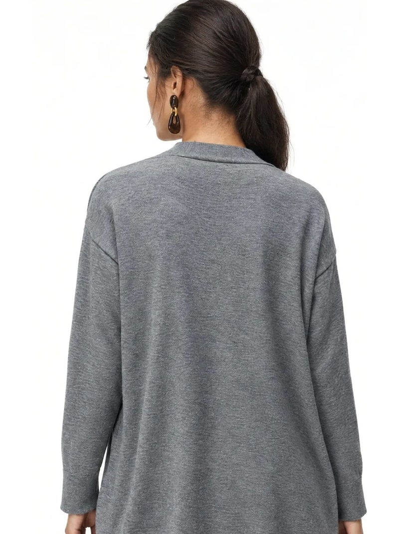 Cardigan en coton mixray Gris - Kiabi