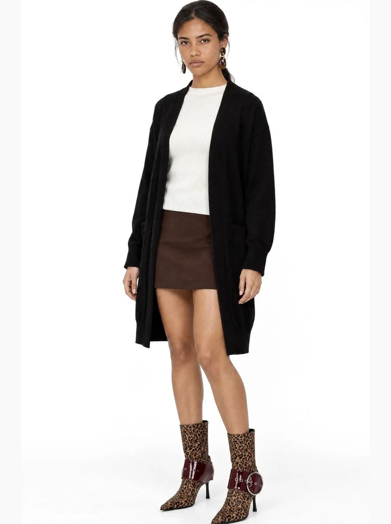 Cardigan en coton mixray Noir - Kiabi
