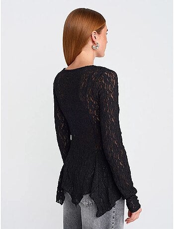 Cardigan en dentelle à col v et boutons dilvin