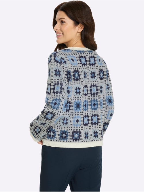 Cardigan en jacquard avec encolure en V et manches longues - Taille standard - Moda Vilona - Kiabi