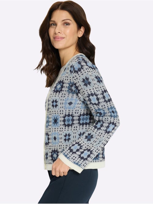 Cardigan en jacquard avec encolure en V et manches longues - Taille standard - Moda Vilona - Kiabi