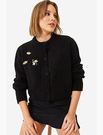 Cardigan en maille à détails de broche lucci