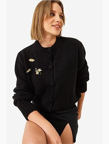 Cardigan en maille à détails de broche lucci